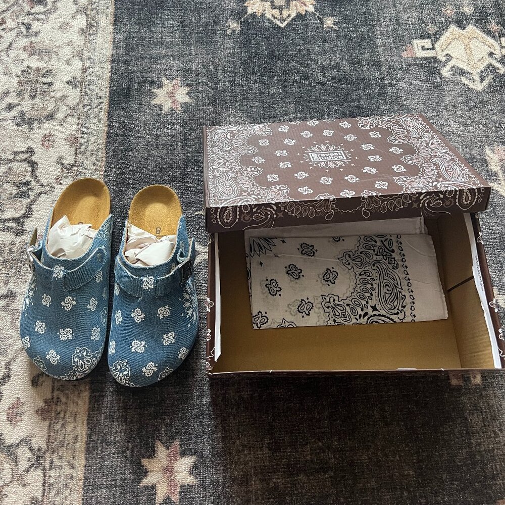 Bravest Studios Denim Paisley Mule Clog